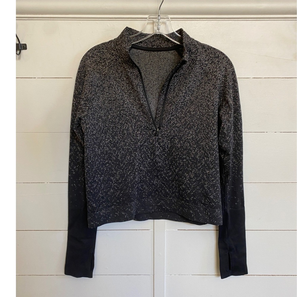 Lululemon Rest Less Half Zip Pullover Herringbone Black White Women Size 8‎ - Picture 10 of 13